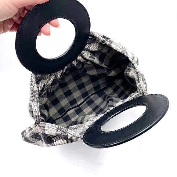 Mansur Gavriel Checkered Market Bag Black White Gingham Canvas‎ Large Plaid - Picture 7 of 10